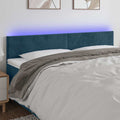 vidaXL Zagłówek do łóżka z LED, ciemnoniebieski 160x5x78/88cm, aksamit