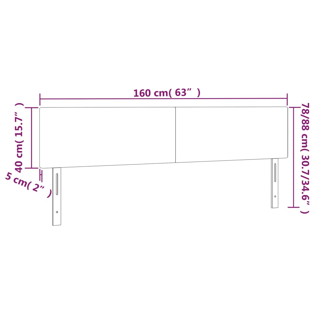 vidaXL Zagłówek do łóżka z LED, różowy, 160x5x78/88 cm, aksamit