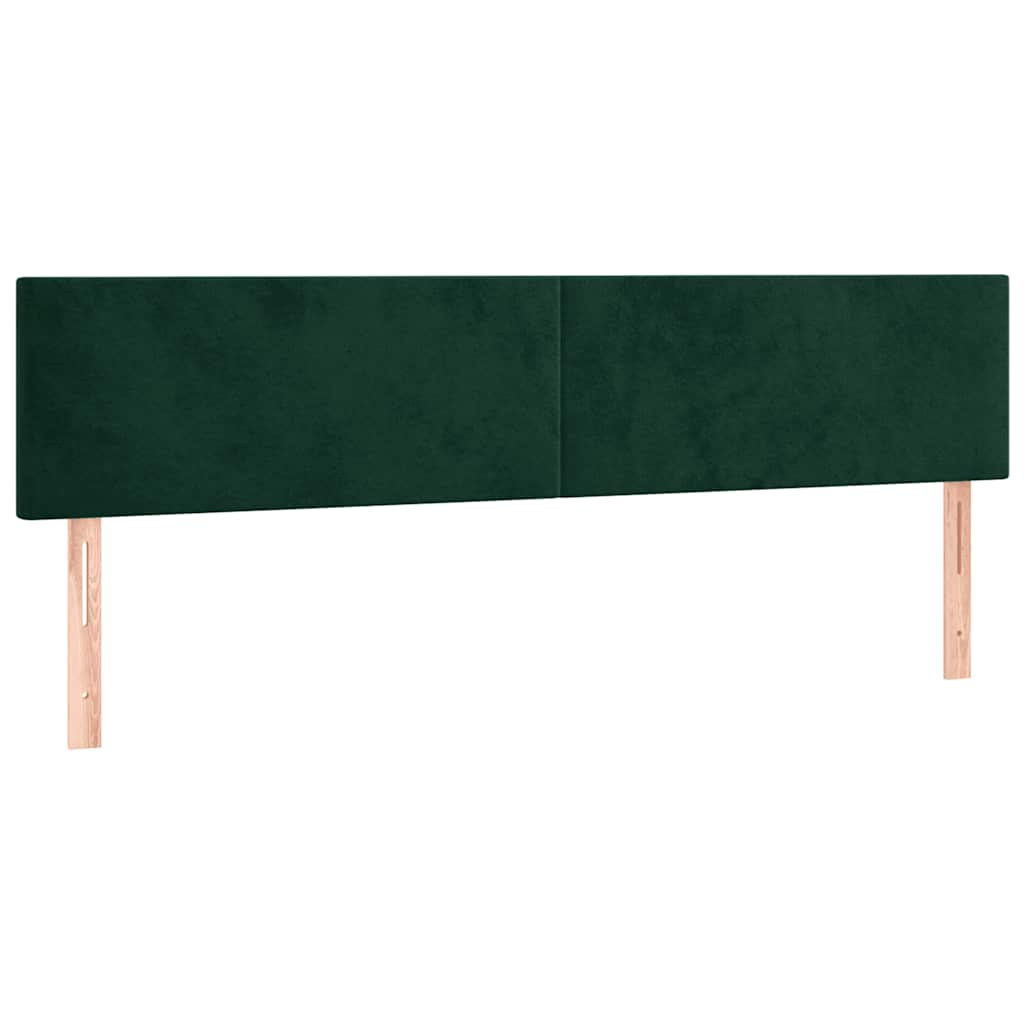 vidaXL Zagłówek do łóżka z LED, ciemnozielony, 180x5x78/88 cm, aksamit
