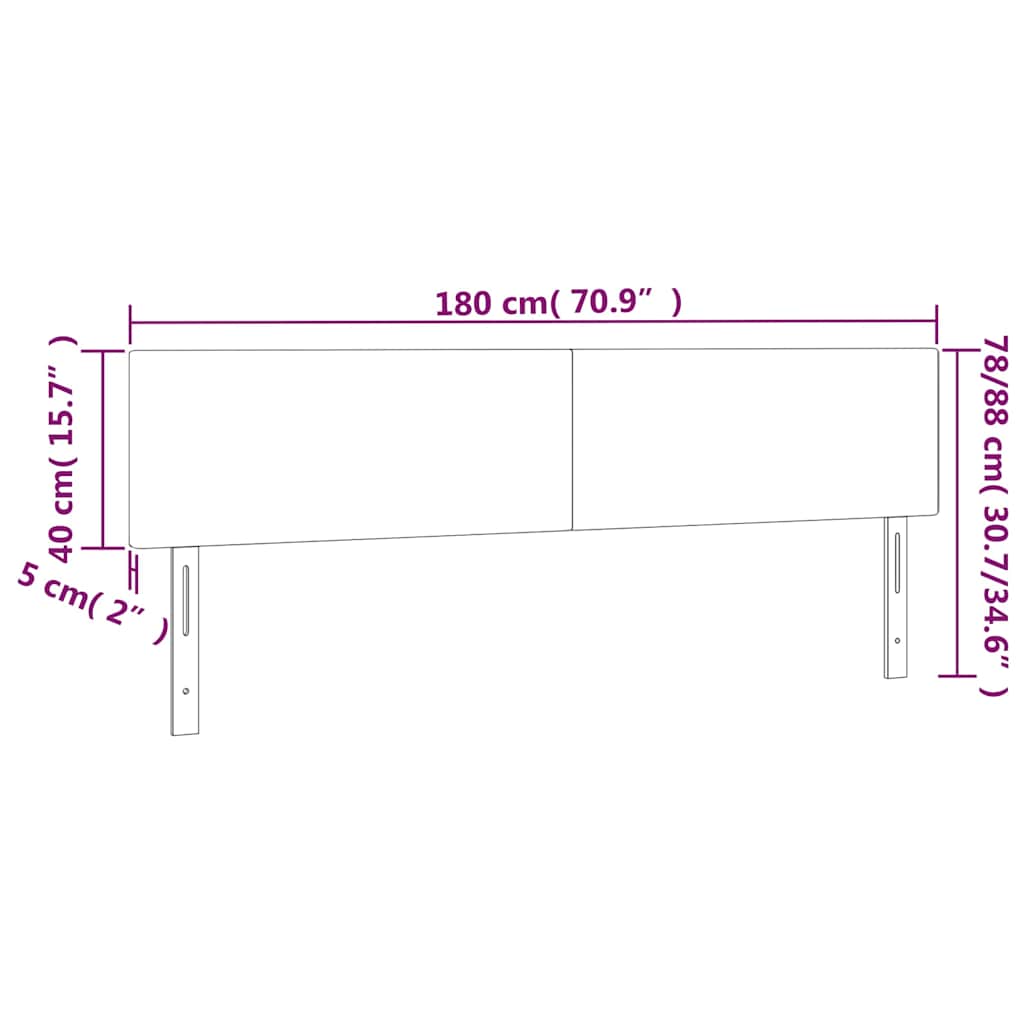 vidaXL Zagłówek do łóżka z LED, ciemnozielony, 180x5x78/88 cm, aksamit