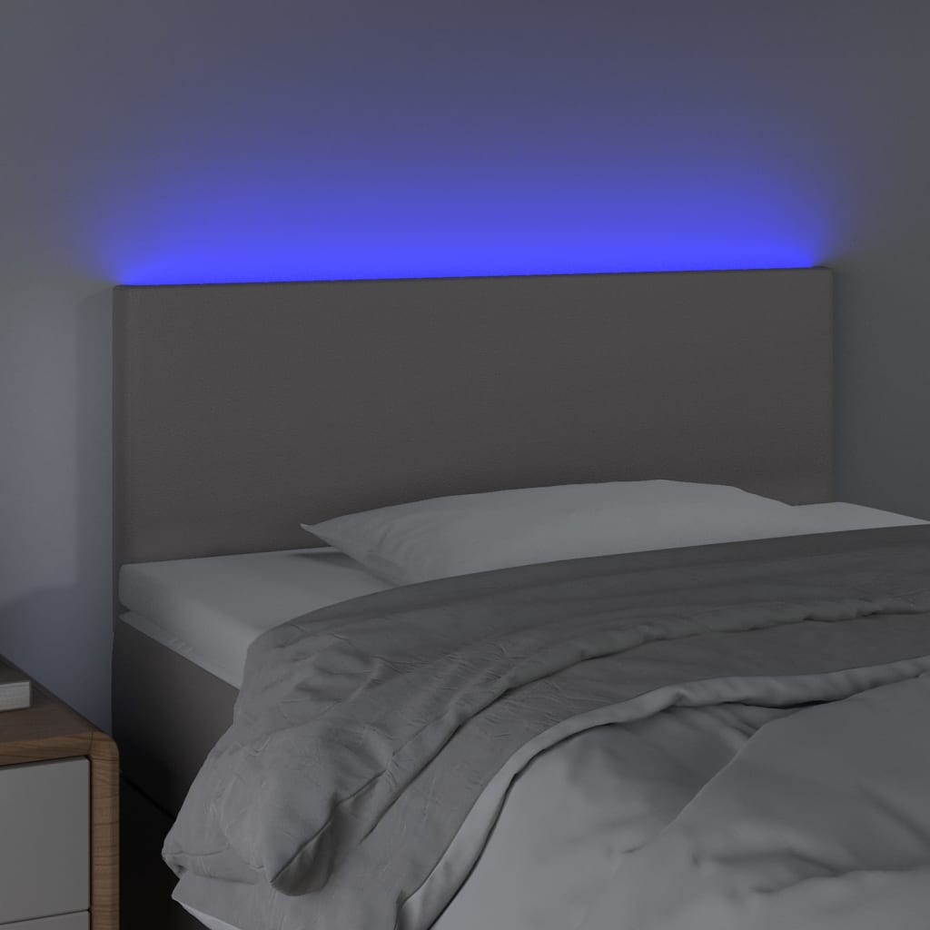 vidaXL Zagłówek do łóżka z LED, szary, 80x5x78/88 cm, sztuczna skóra