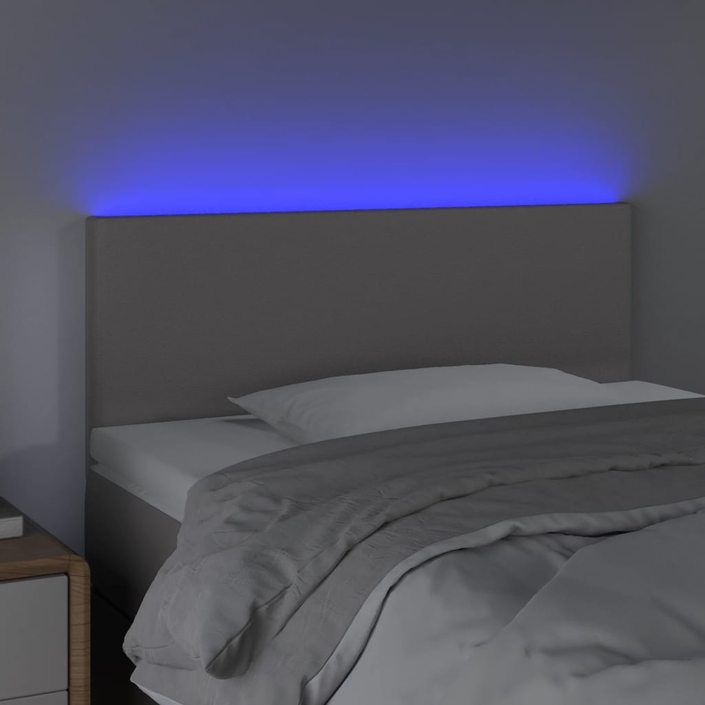 vidaXL Zagłówek do łóżka z LED, szary, 90x5x78/88 cm, sztuczna skóra