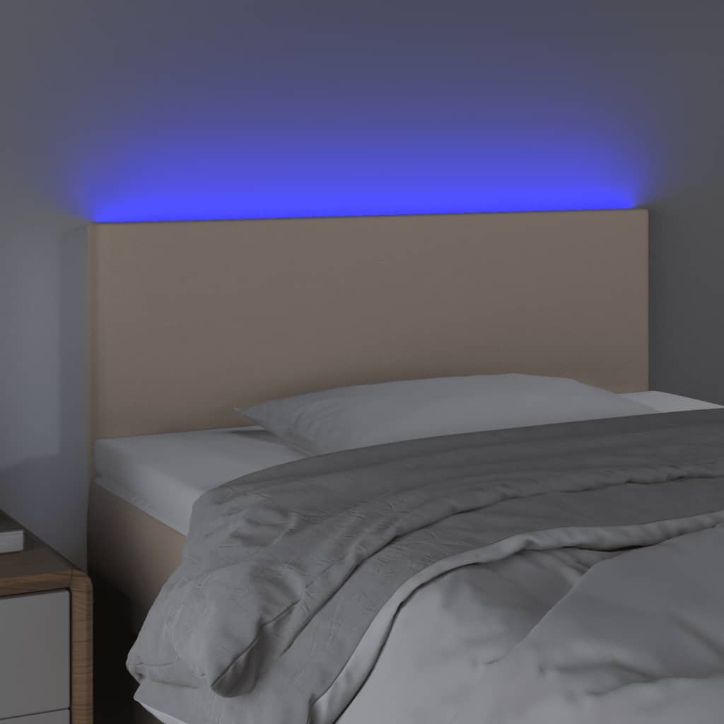 vidaXL Zagłówek do łóżka z LED, cappuccino, 90x5x78/88 cm, ekoskóra
