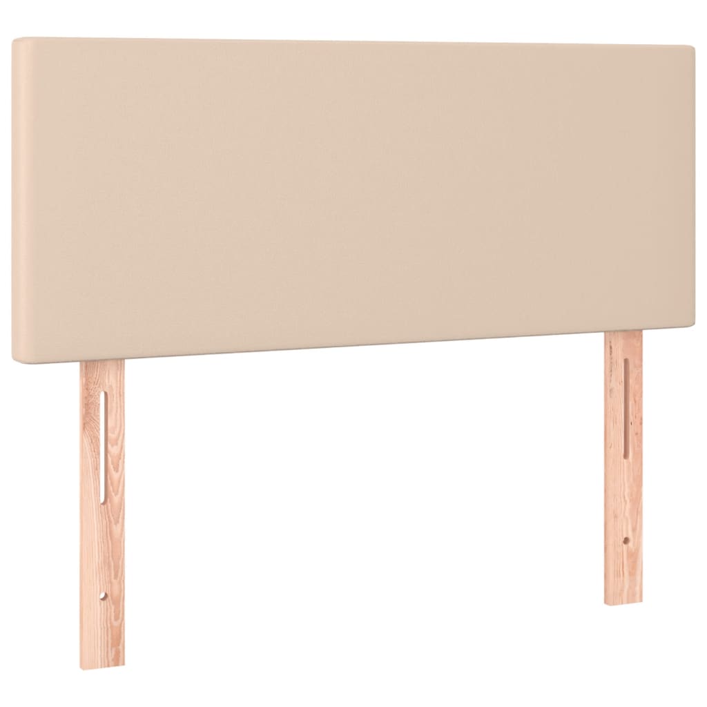 vidaXL Zagłówek do łóżka z LED, cappuccino, 90x5x78/88 cm, ekoskóra