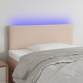 vidaXL Zagłówek do łóżka z LED, cappuccino, 90x5x78/88 cm, ekoskóra