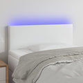 vidaXL Zagłówek do łóżka z LED, biały, 100x5x78/88 cm, sztuczna skóra