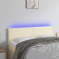 vidaXL Zagłówek do łóżka z LED, kremowy, 144x5x78/88cm, sztuczna skóra