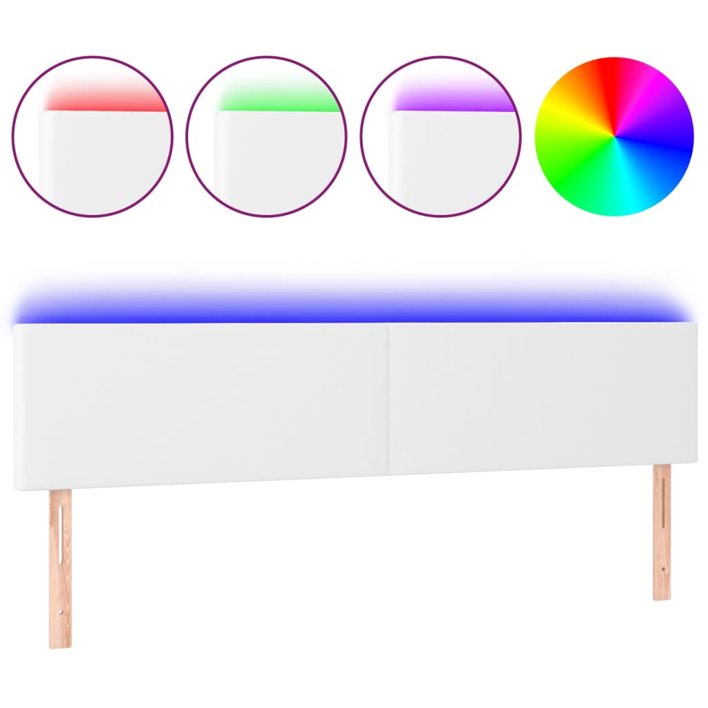 vidaXL Zagłówek do łóżka z LED, biały, 180x5x78/88 cm, sztuczna skóra