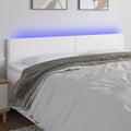 vidaXL Zagłówek do łóżka z LED, biały, 180x5x78/88 cm, sztuczna skóra