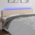 vidaXL Zagłówek do łóżka z LED, cappuccino, 200x5x78/88 cm, ekoskóra