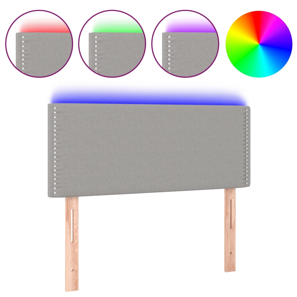 vidaXL Zagłówek do łóżka z LED, jasnoszary, 80x5x78/88 cm, tkanina