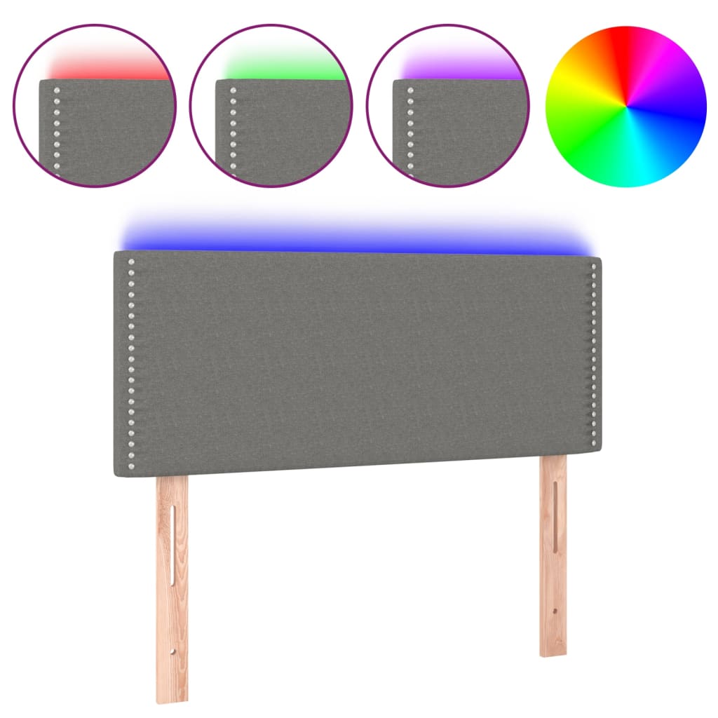 vidaXL Zagłówek do łóżka z LED, ciemnoszary, 80x5x78/88 cm, tkanina