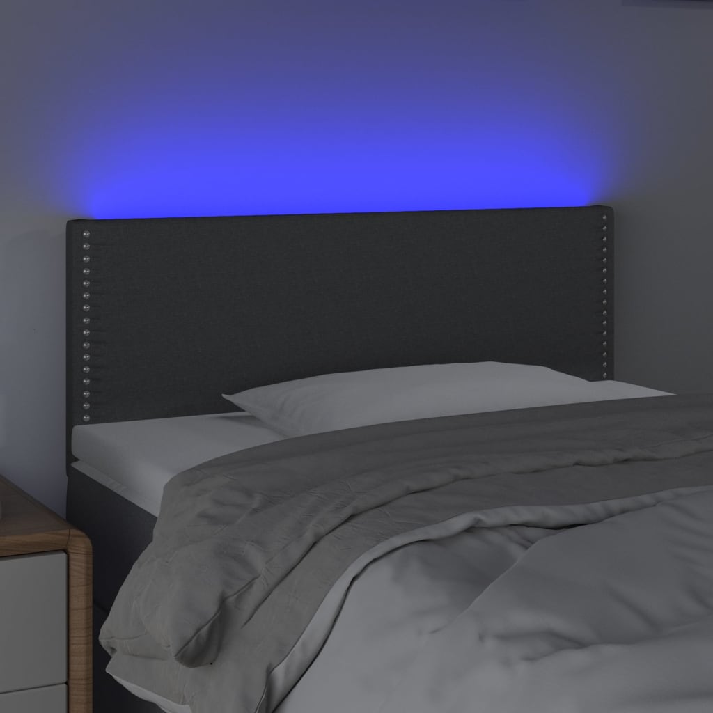 vidaXL Zagłówek do łóżka z LED, ciemnoszary, 90x5x78/88 cm, tkanina