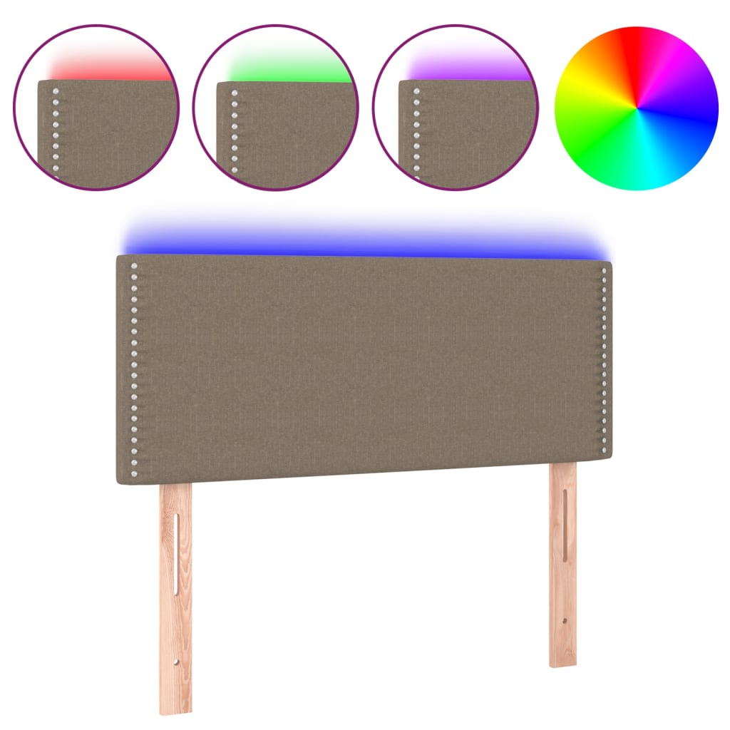 vidaXL Zagłówek do łóżka z LED, taupe, 90x5x78/88 cm, tkanina
