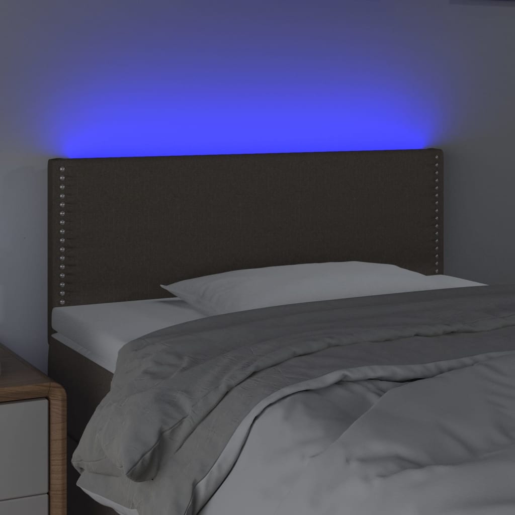 vidaXL Zagłówek do łóżka z LED, taupe, 90x5x78/88 cm, tkanina