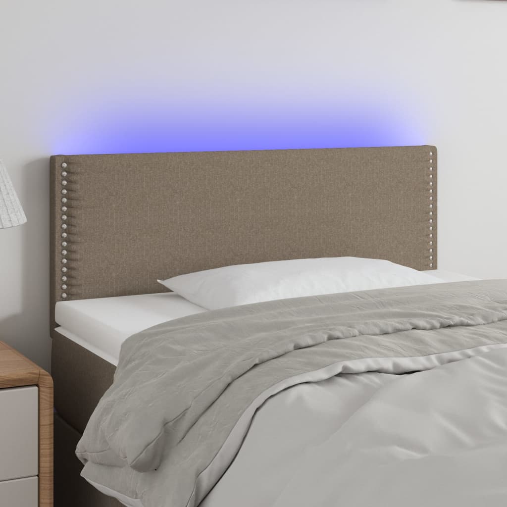 vidaXL Zagłówek do łóżka z LED, taupe, 90x5x78/88 cm, tkanina