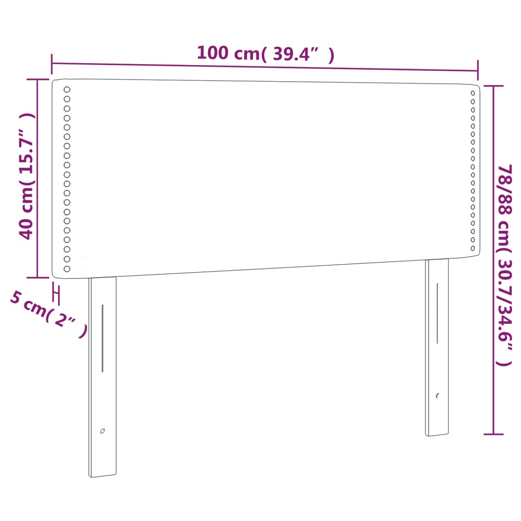 vidaXL Zagłówek do łóżka z LED, jasnoszary, 100x5x78/88 cm, tkanina