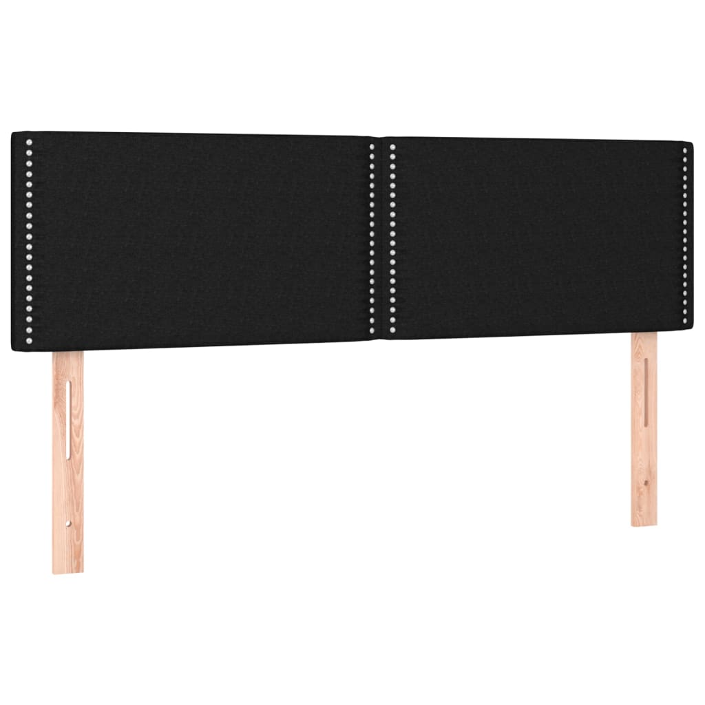 vidaXL Zagłówek do łóżka z LED, czarny, 144x5x78/88 cm, tkanina