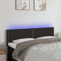 vidaXL Zagłówek do łóżka z LED, czarny, 144x5x78/88 cm, tkanina