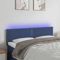 vidaXL Zagłówek do łóżka z LED, niebieski, 144x5x78/88 cm, tkanina