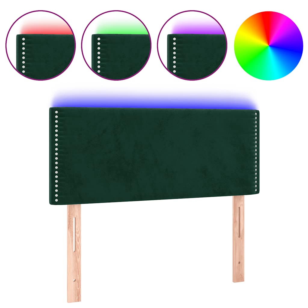 vidaXL Zagłówek do łóżka z LED, ciemnozielony, 80x5x78/88 cm, aksamit