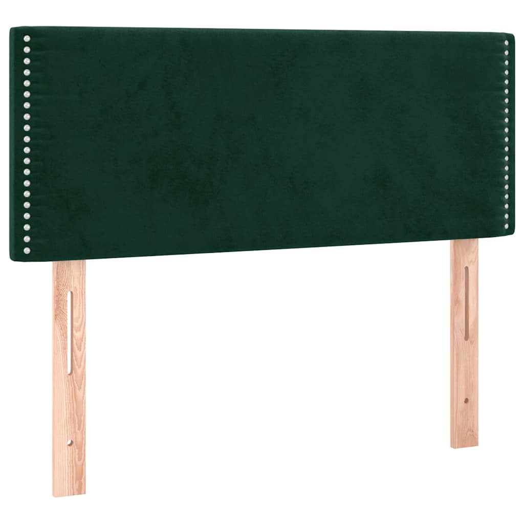 vidaXL Zagłówek do łóżka z LED, ciemnozielony, 80x5x78/88 cm, aksamit