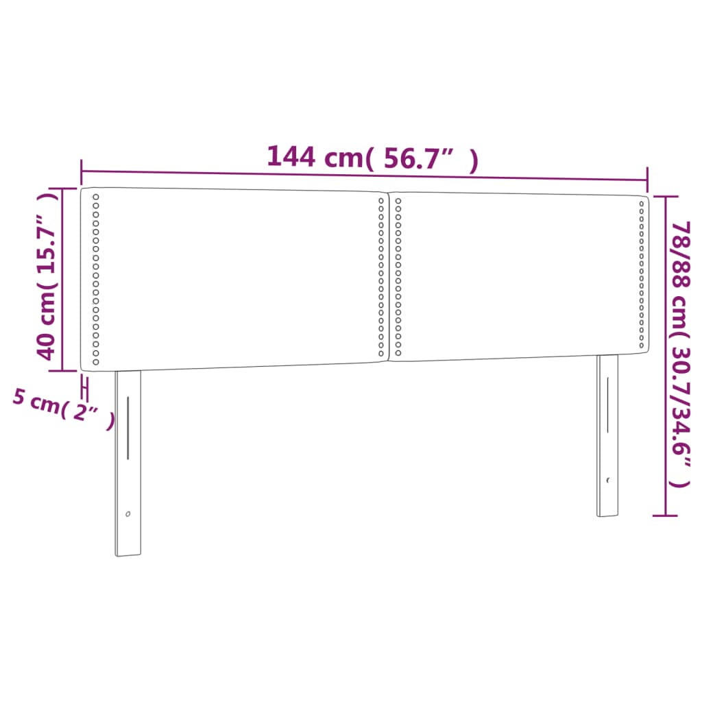 vidaXL Zagłówek do łóżka z LED, ciemnoszary, 144x5x78/88 cm, aksamit