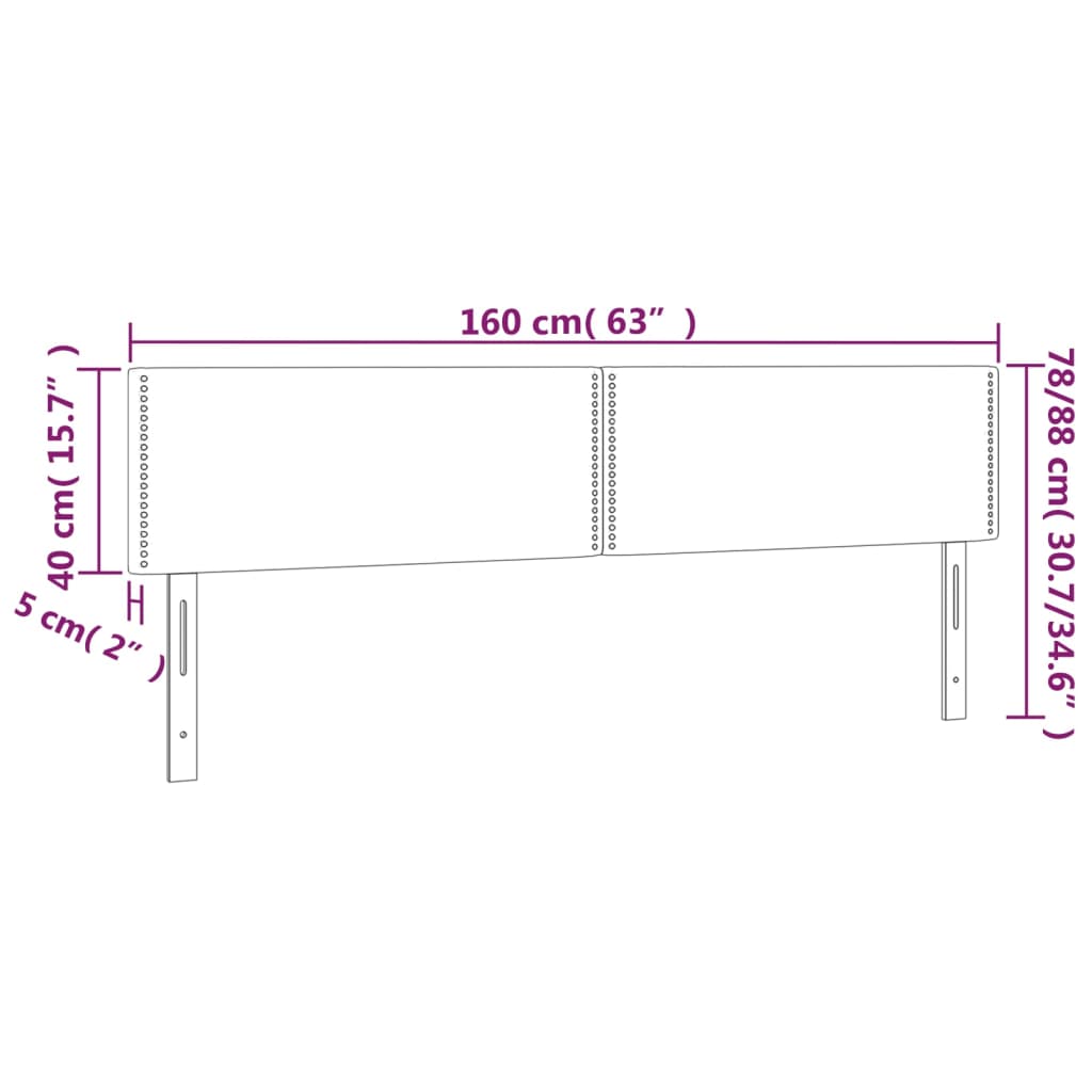 vidaXL Zagłówek do łóżka z LED, czarny, 160x5x78/88 cm, aksamit