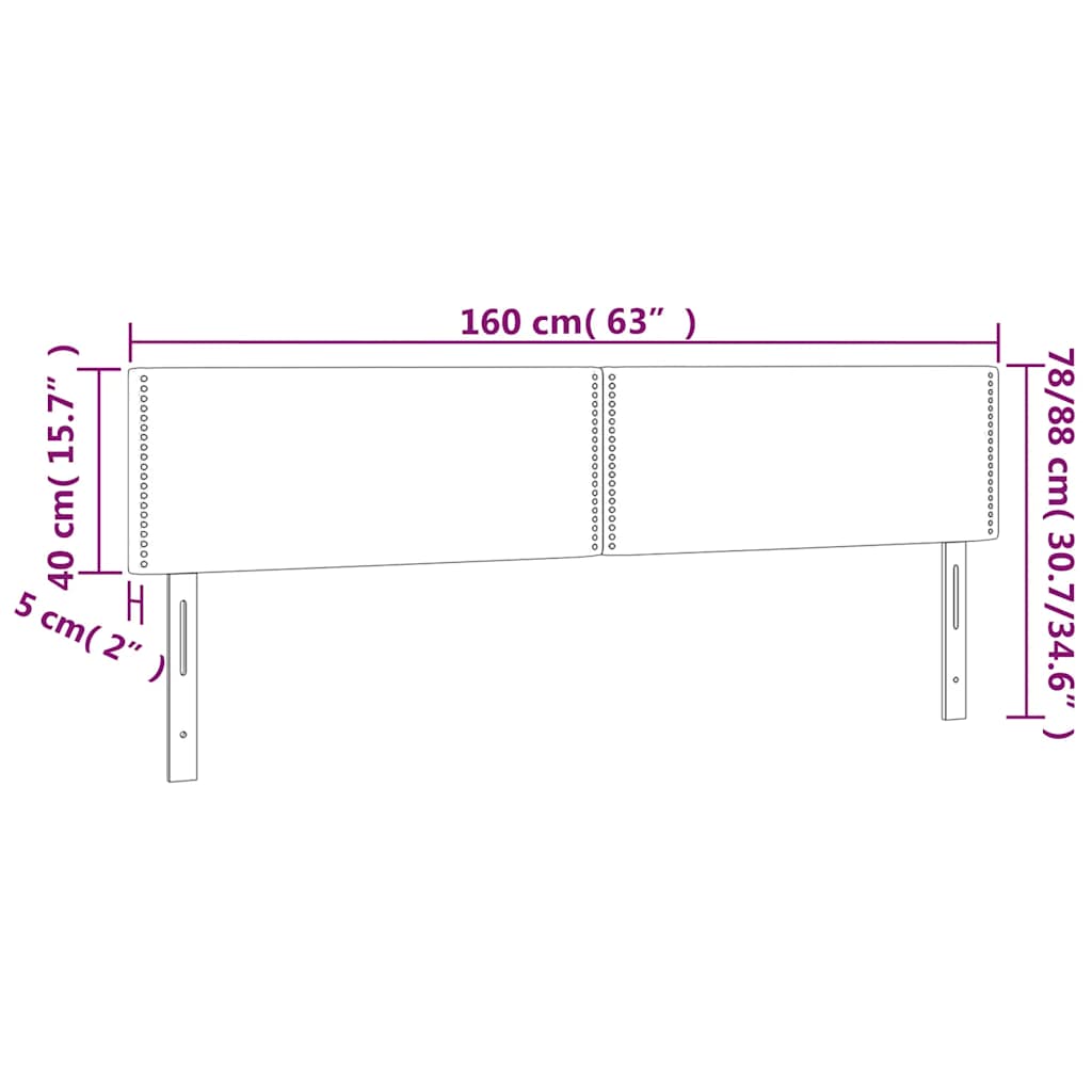 vidaXL Zagłówek do łóżka z LED, ciemnoniebieski 160x5x78/88cm, aksamit