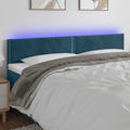 vidaXL Zagłówek do łóżka z LED, ciemnoniebieski 160x5x78/88cm, aksamit