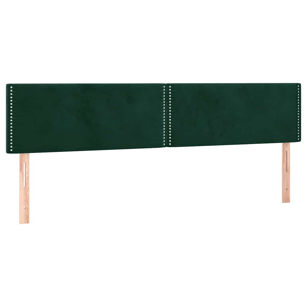 vidaXL Zagłówek do łóżka z LED, ciemnozielony, 180x5x78/88 cm, aksamit