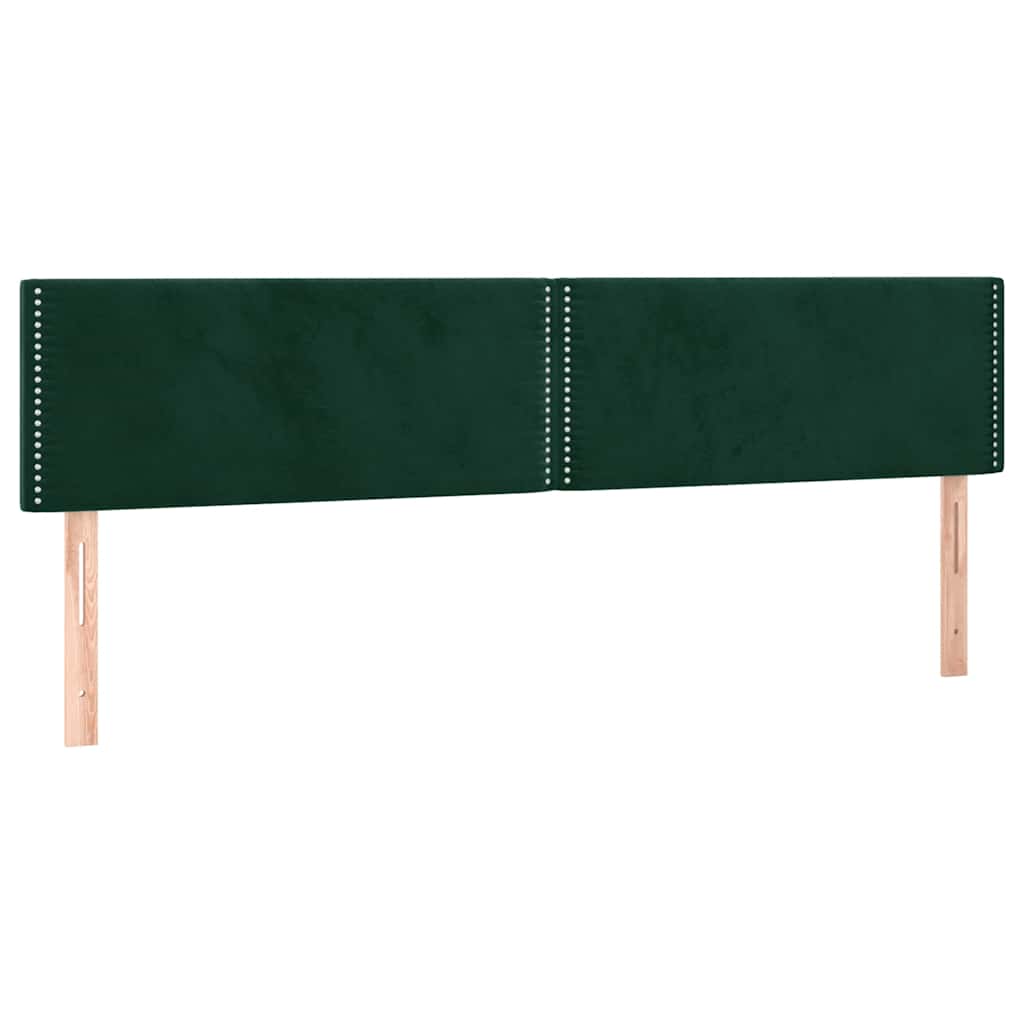 vidaXL Zagłówek do łóżka z LED, ciemnozielony, 200x5x78/88 cm, aksamit