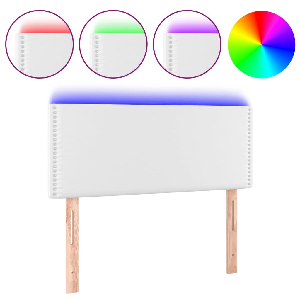 vidaXL Zagłówek do łóżka z LED, biały, 100x5x78/88 cm, sztuczna skóra
