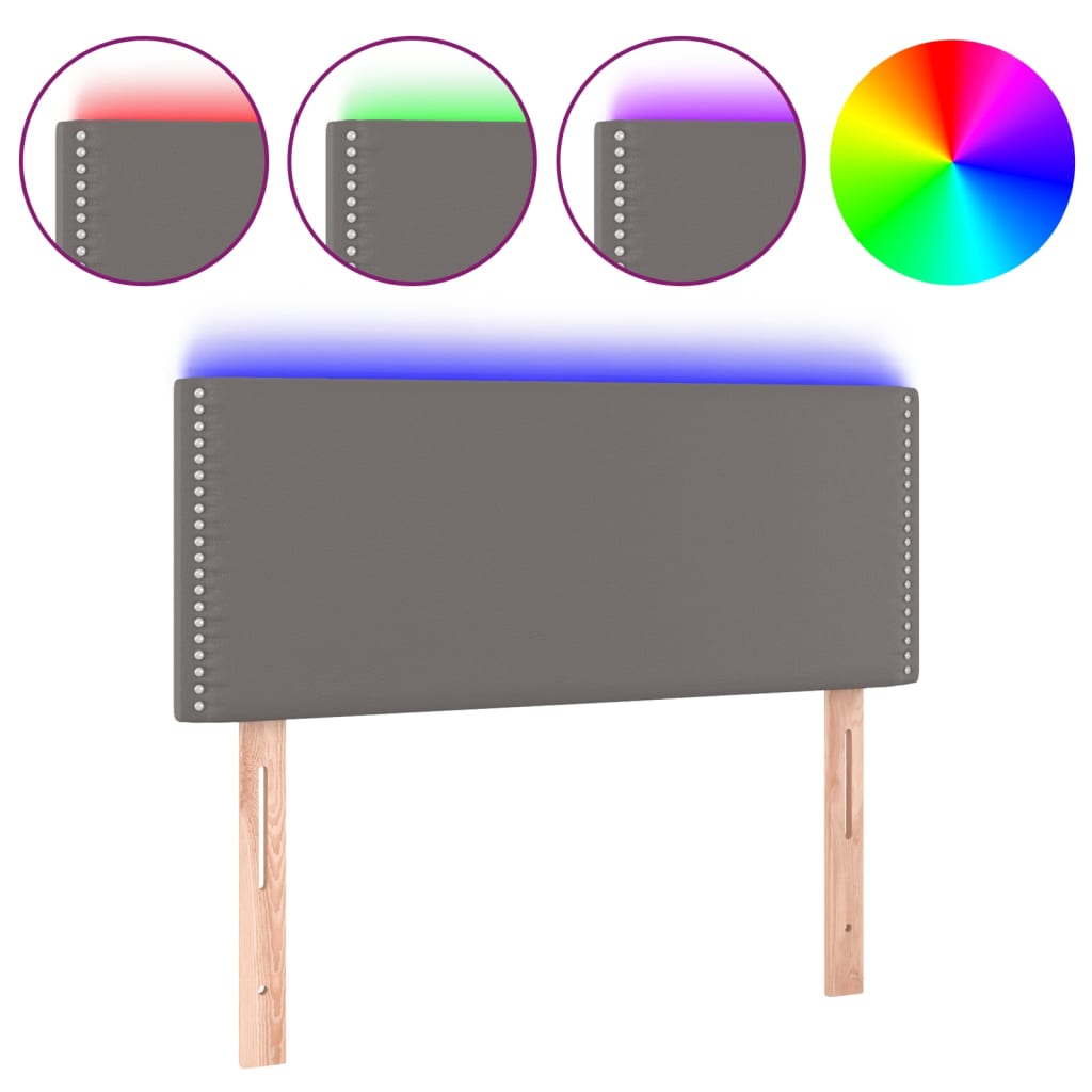 vidaXL Zagłówek do łóżka z LED, szary, 100x5x78/88 cm, sztuczna skóra