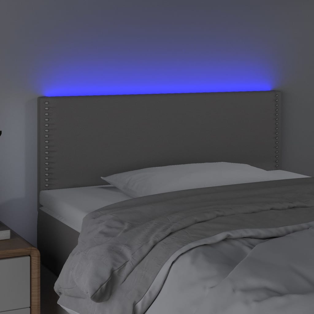 vidaXL Zagłówek do łóżka z LED, szary, 100x5x78/88 cm, sztuczna skóra