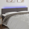 vidaXL Zagłówek do łóżka z LED, szary, 180x5x78/88 cm, sztuczna skóra