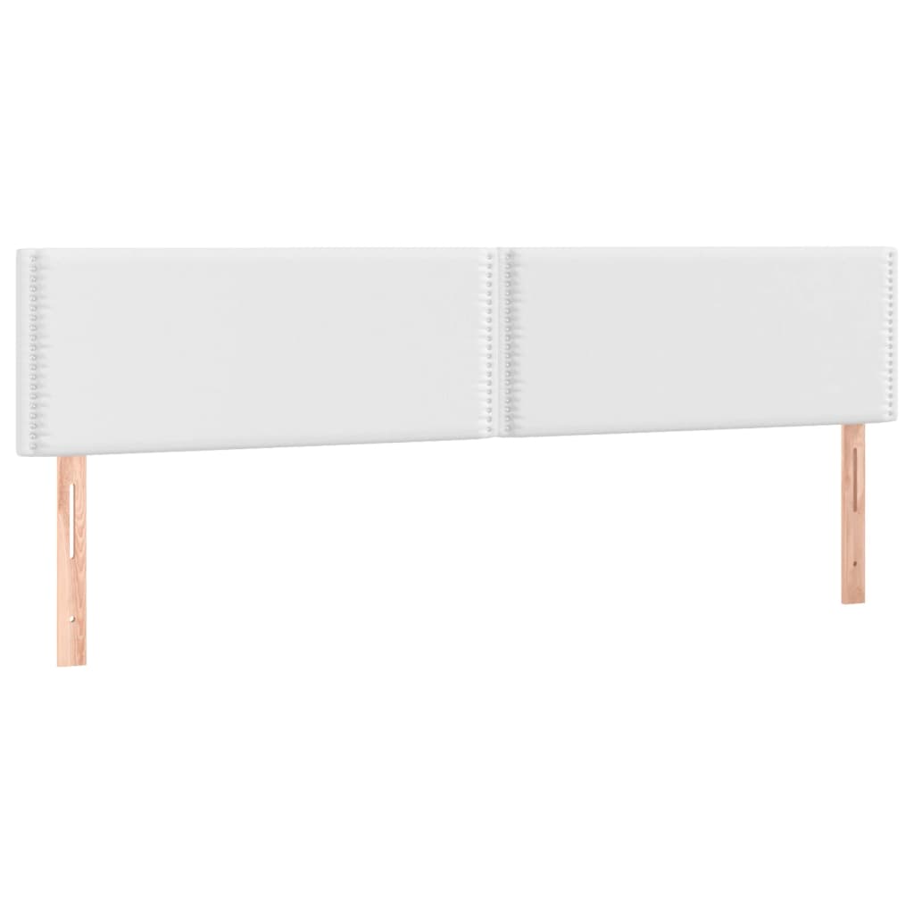 vidaXL Zagłówek do łóżka z LED, biały, 200x5x78/88 cm, sztuczna skóra