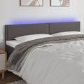 vidaXL Zagłówek do łóżka z LED, szary, 200x5x78/88 cm, sztuczna skóra