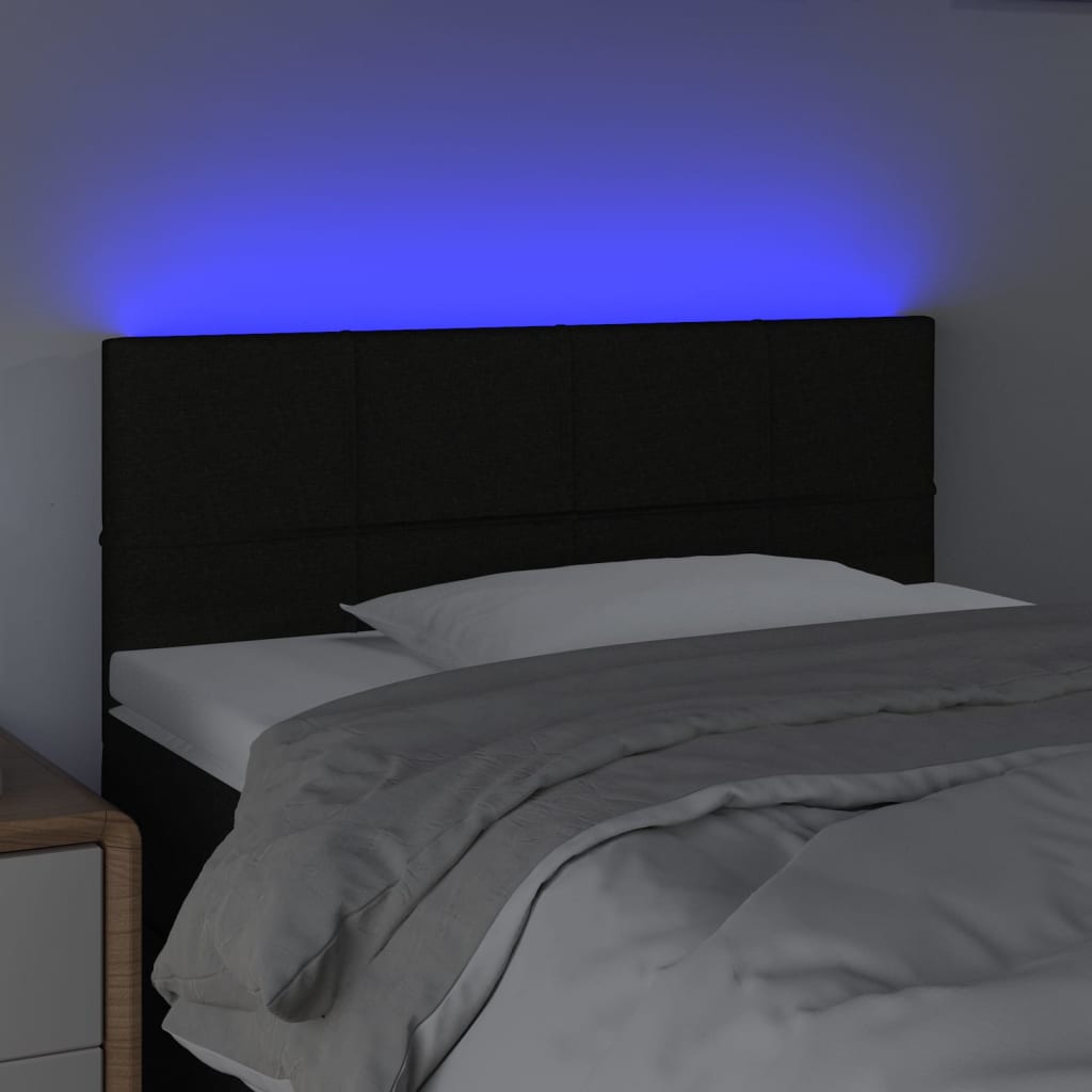 vidaXL Zagłówek do łóżka z LED, czarny, 80x5x78/88 cm, tkanina