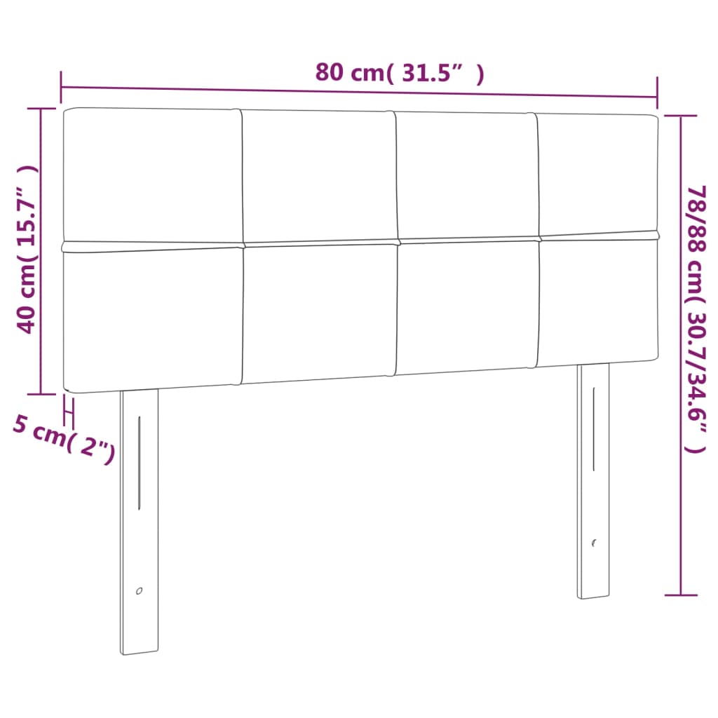 vidaXL Zagłówek do łóżka z LED, czarny, 80x5x78/88 cm, tkanina