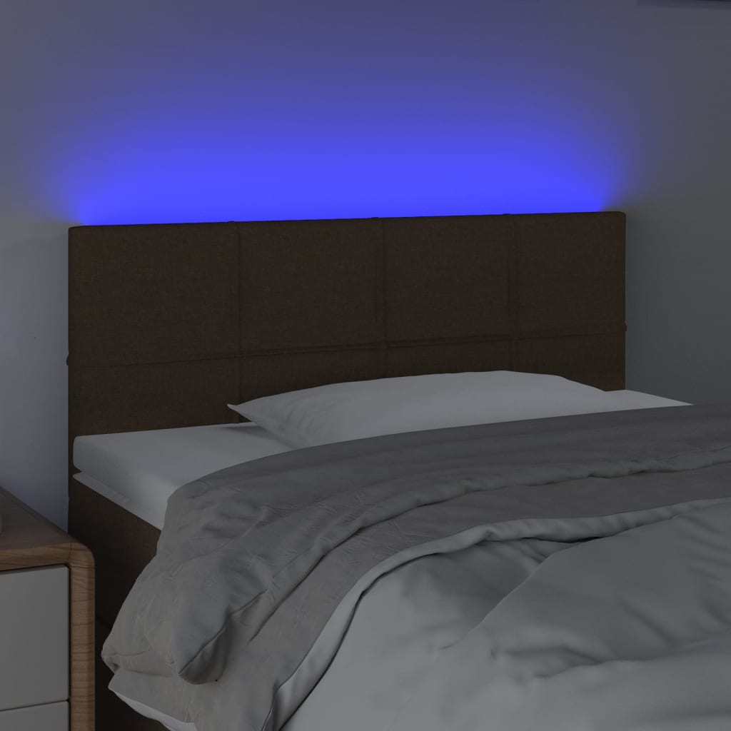 vidaXL Zagłówek do łóżka z LED, ciemnobrązowy, 80x5x78/88 cm, tkanina