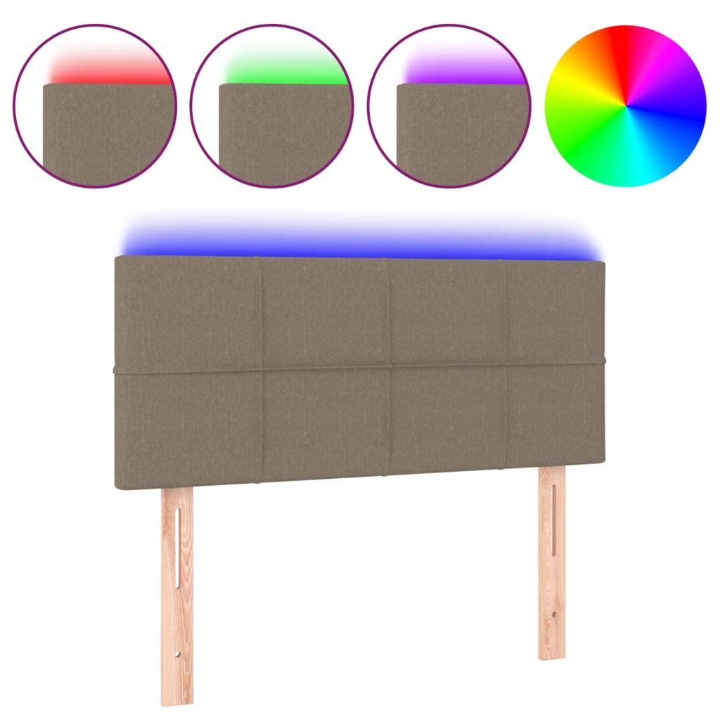 vidaXL Zagłówek do łóżka z LED, taupe, 90x5x78/88 cm, tkanina