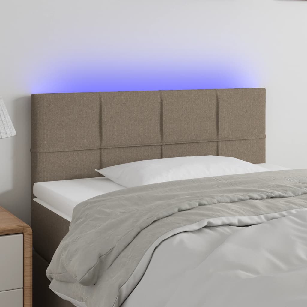 vidaXL Zagłówek do łóżka z LED, taupe, 90x5x78/88 cm, tkanina