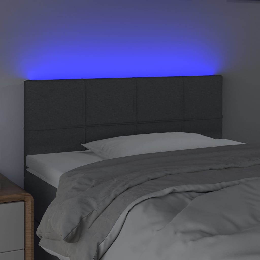 vidaXL Zagłówek do łóżka z LED, ciemnoszary, 100x5x78/88 cm, tkanina