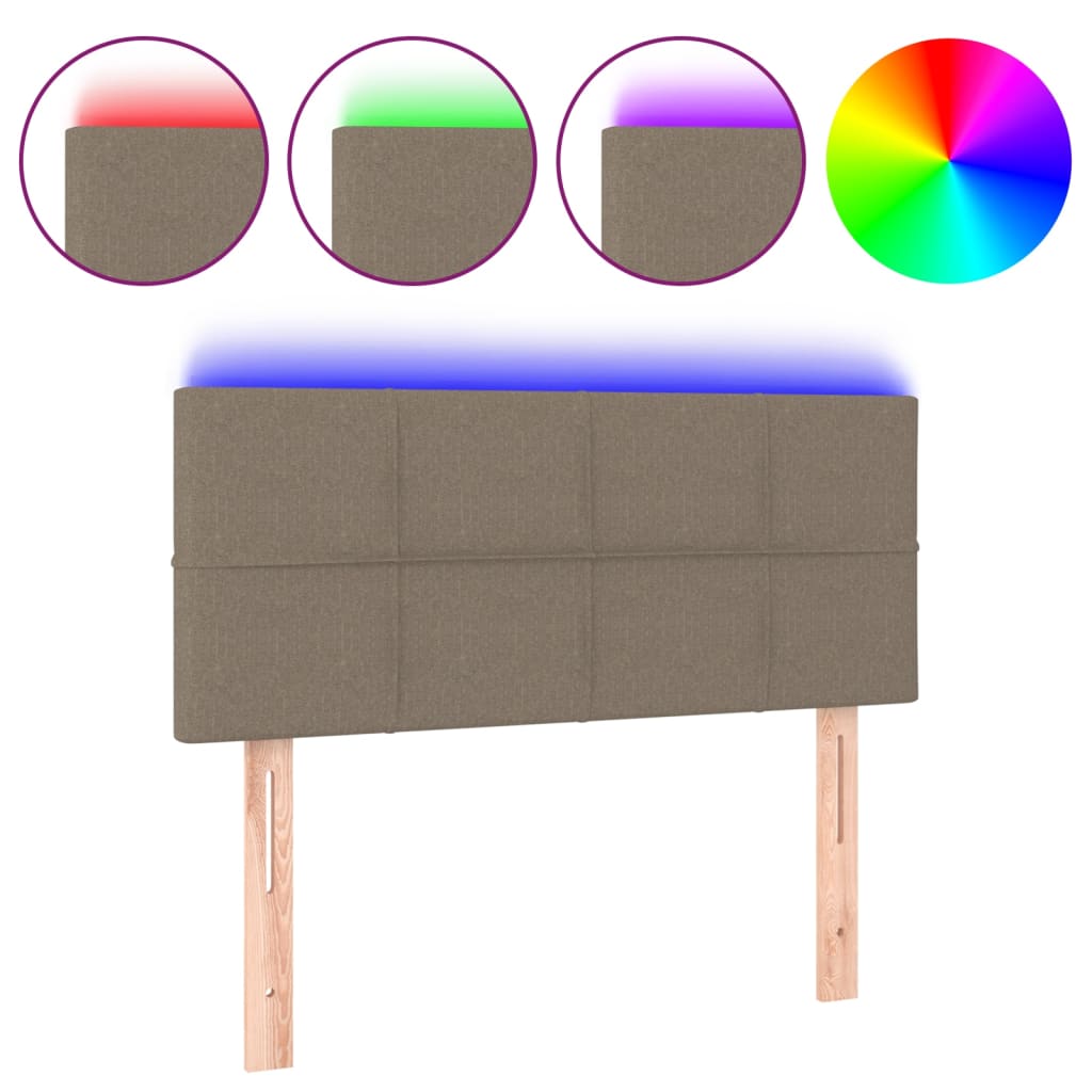 vidaXL Zagłówek do łóżka z LED, taupe, 100x5x78/88 cm, tkanina