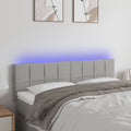 vidaXL Zagłówek do łóżka z LED, jasnoszary, 144x5x78/88 cm, tkanina