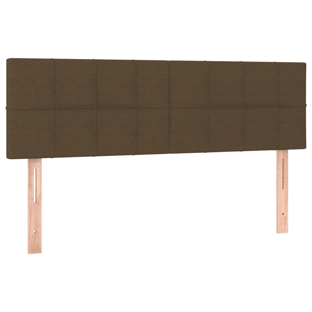 vidaXL Zagłówek do łóżka z LED, ciemnobrązowy, 144x5x78/88 cm, tkanina
