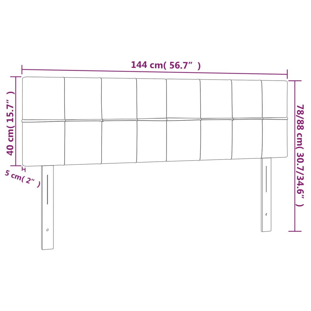 vidaXL Zagłówek do łóżka z LED, taupe, 144x5x78/88 cm, tkanina
