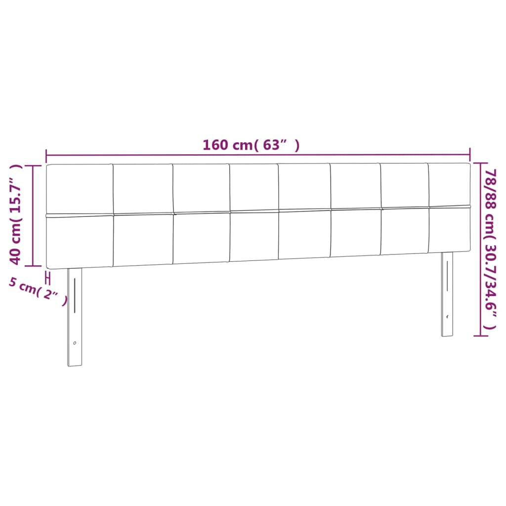 vidaXL Zagłówek do łóżka z LED, ciemnoszary, 160x5x78/88 cm, tkanina