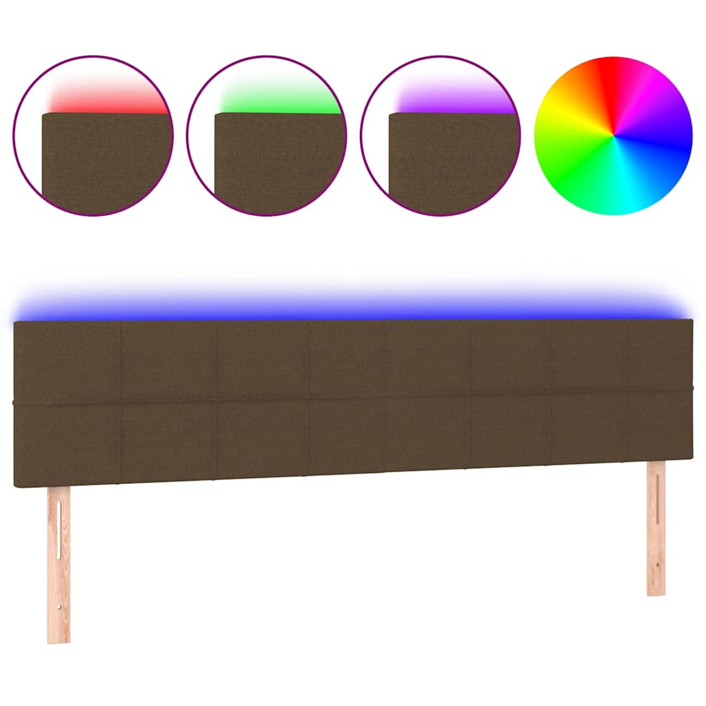 vidaXL Zagłówek do łóżka z LED, ciemnobrązowy, 160x5x78/88 cm, tkanina